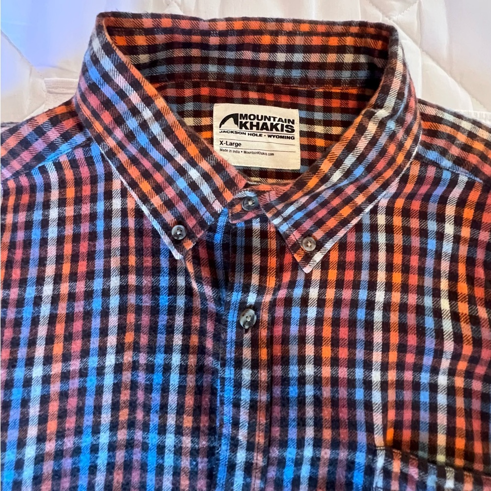Mountain Khakis XL flannel shirt.    Orange / Blue Multicolor.